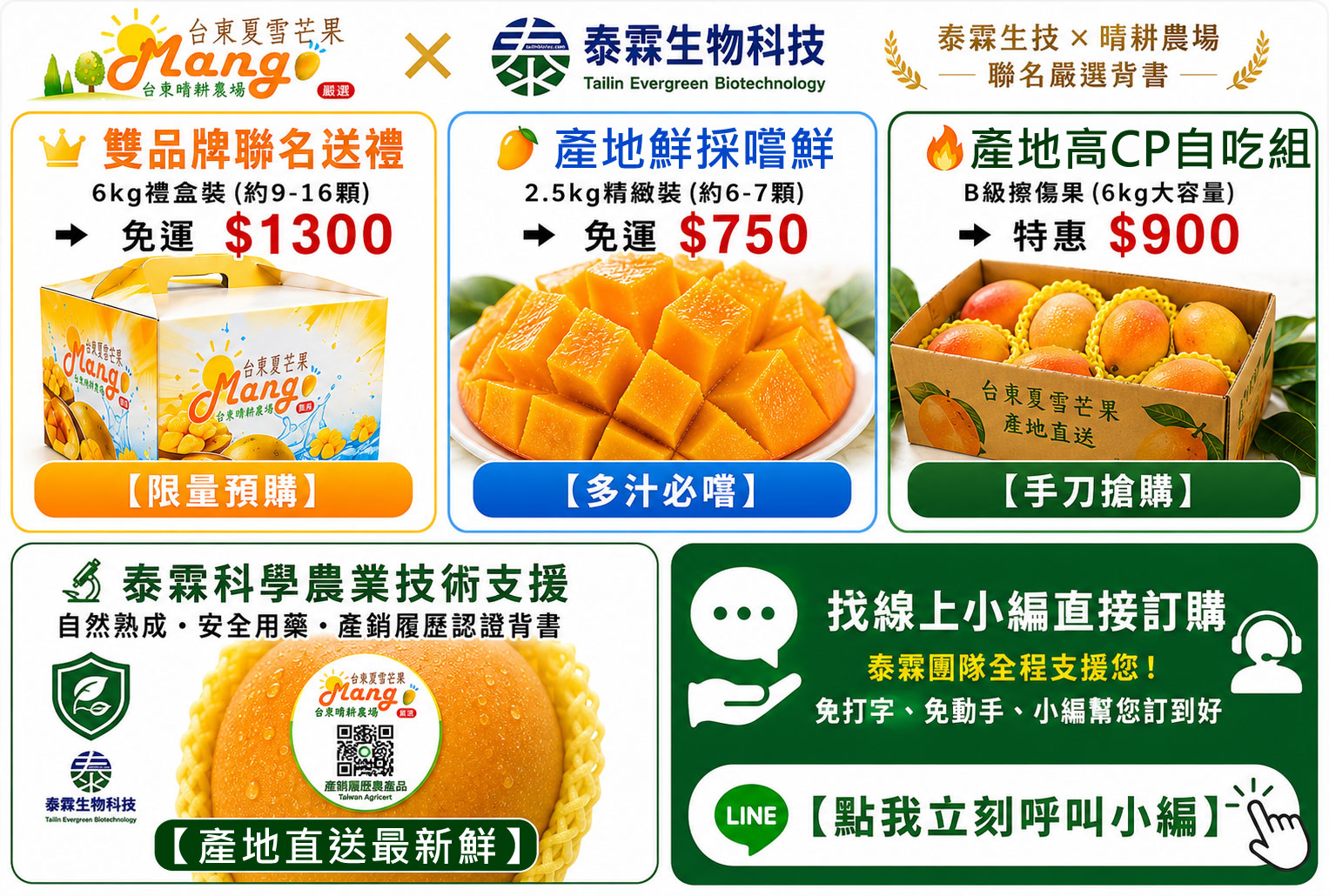 台東晴耕農場X泰霖生技 芒果訂購