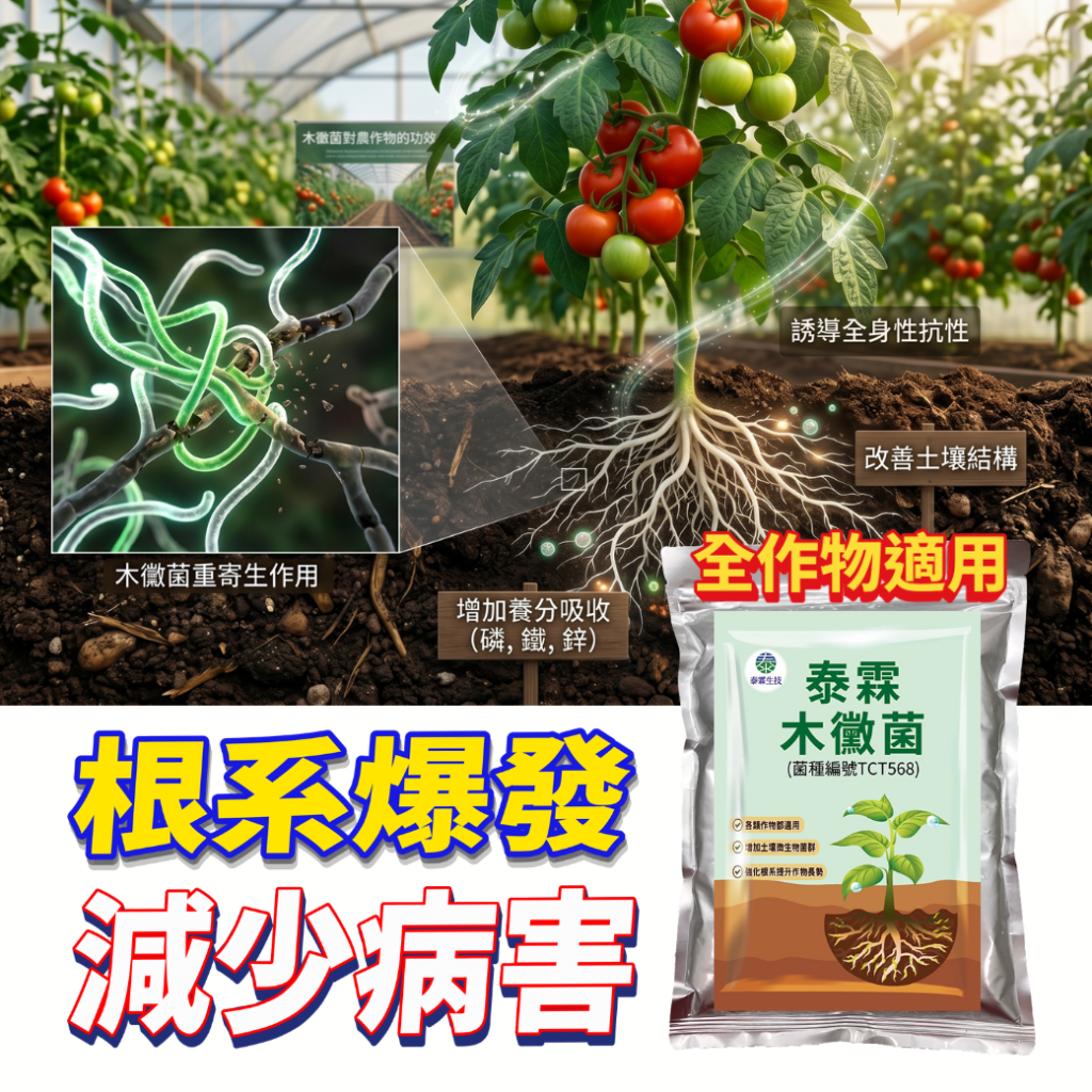 20260624買4送1！【泰霖木黴菌】幫作物打疫苗，根系爆發、天然抗病，一包500g只要500元！