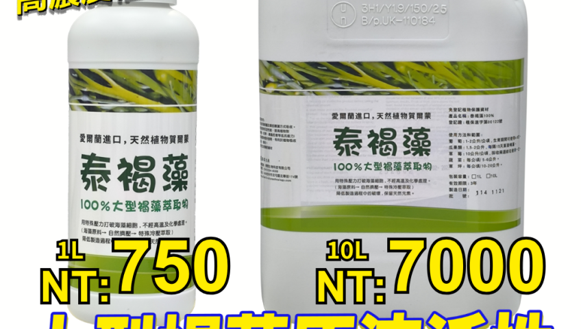 20260701【泰霖生技】優質愛爾蘭進口泰褐藻100%！享免登資材50%補助，每公頃最高補助5000元。